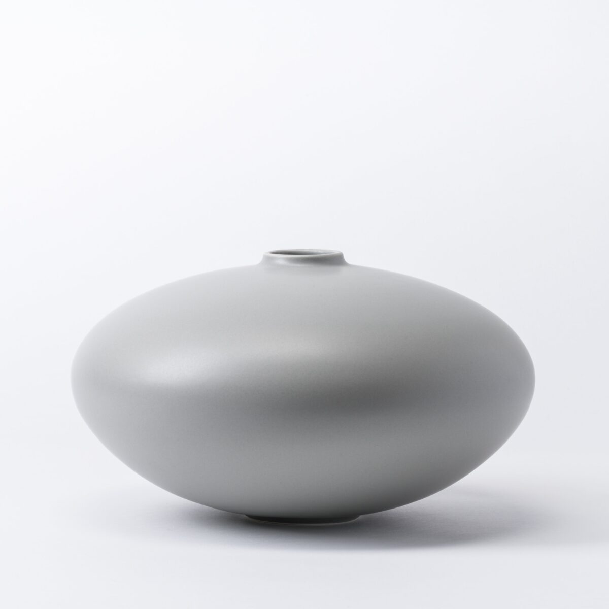 Large Misty Grey Pebble Disc Vase