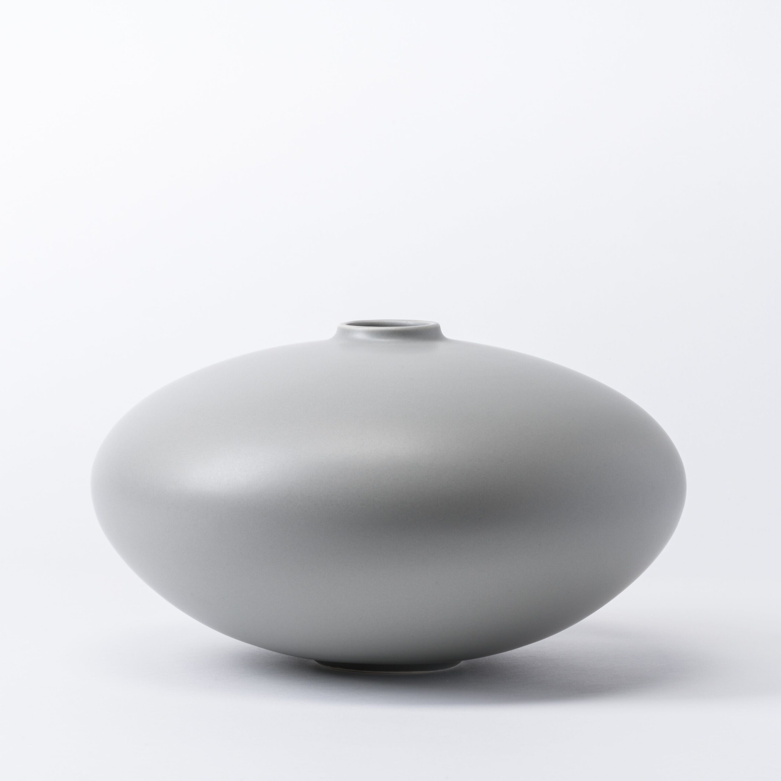 Large Misty Grey Pebble Disc Vase