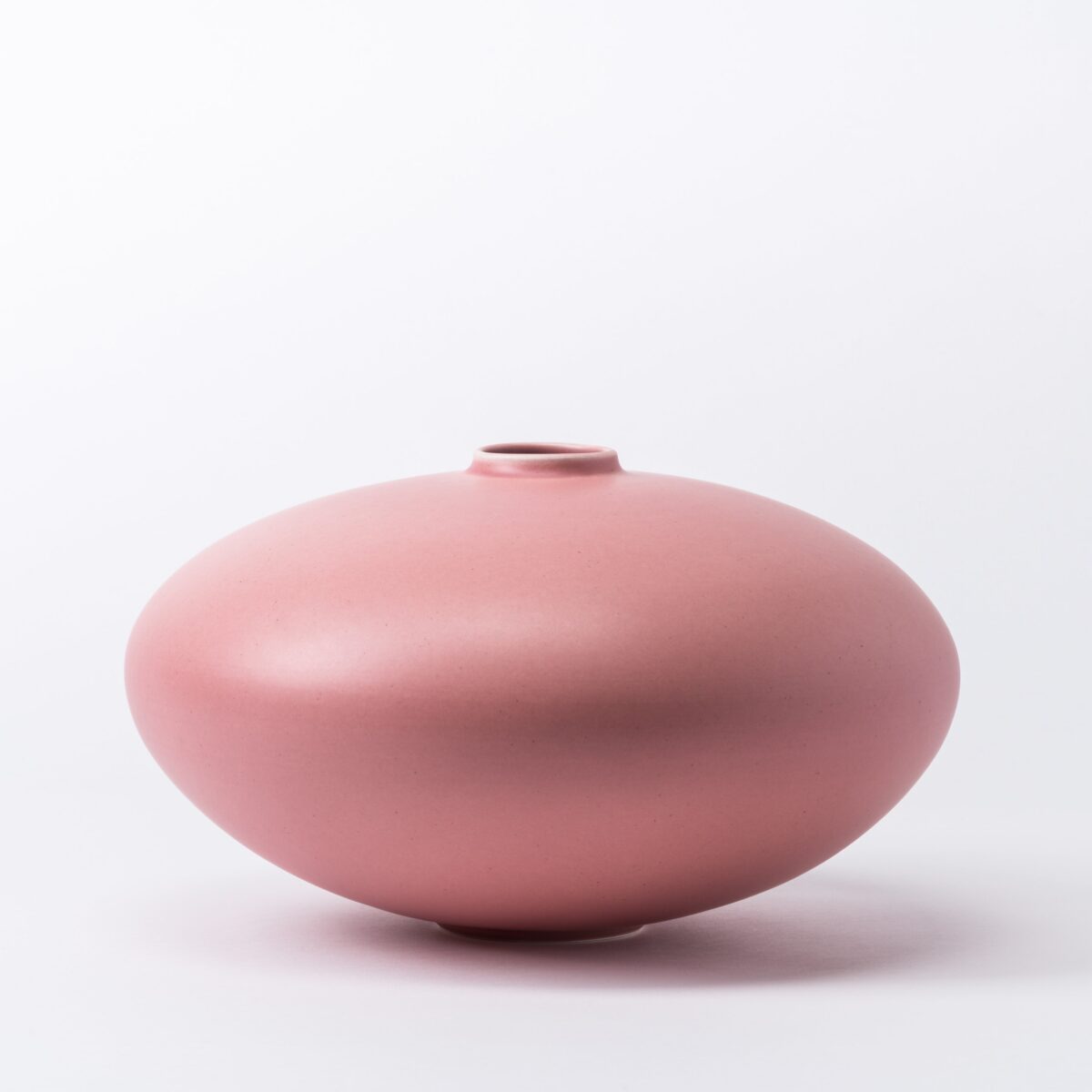 Large Young Rose Pebble Disc Vase