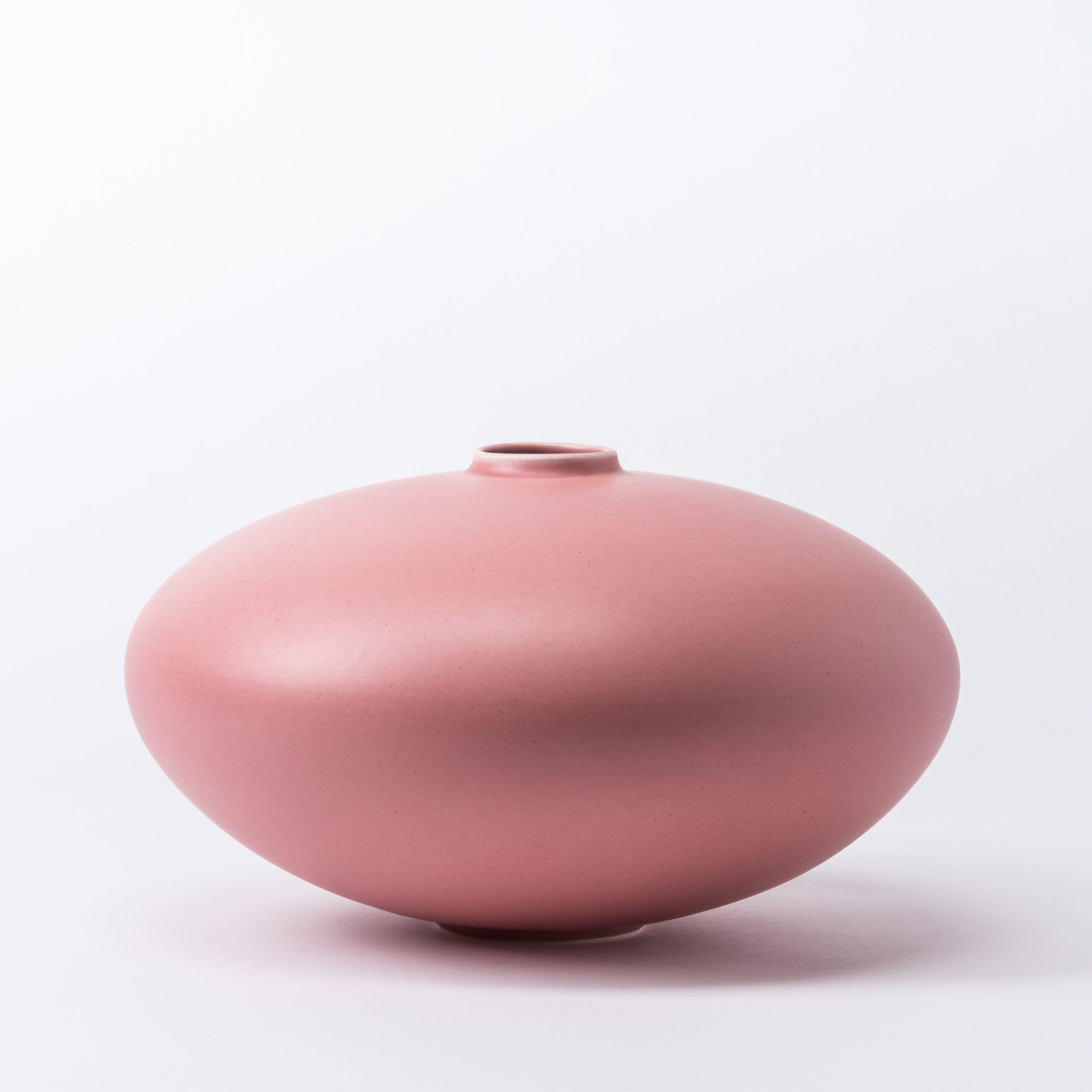 Large Young Rose Pebble Disc Vase
