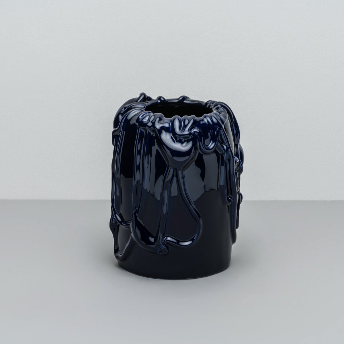 Deep Cobalt Molten Edge Statement Vase
