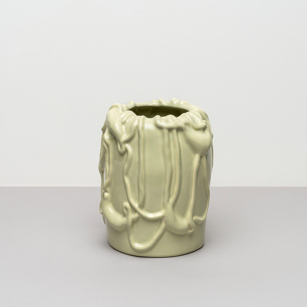 Pale Green Molten Edge Statement Vase